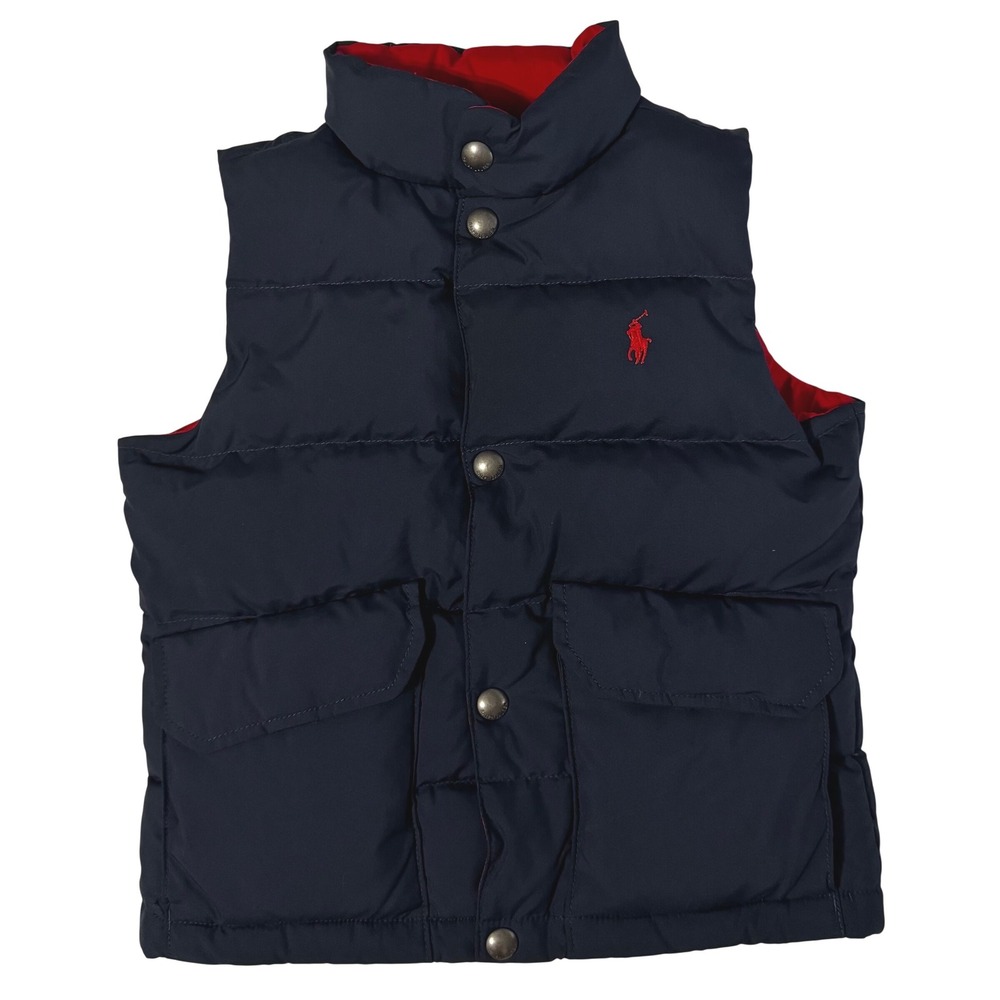 Polo Ralph Lauren Kids Reversible Puffer Vest Navy Red Down Filled 3T